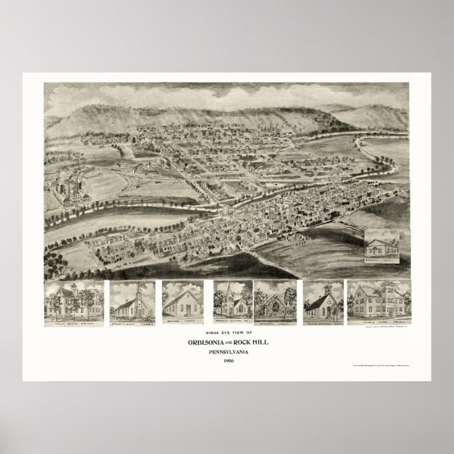 Orbisonia & Rock Hill, PA Panorama Karte - 1906 Poster (Vorne)