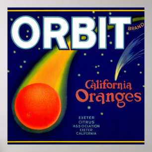 Orbit Orange Fruchtkartett der 1920er Jahre Poster