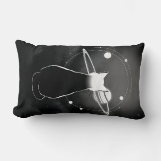 Orbiting Cosmic Cat  Pillow — Minimalist Design Lendenkissen