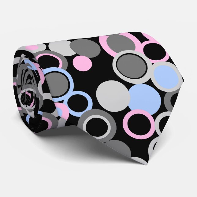 Orbs Polka Dot Black beidseitig bedruckt Krawatte (Gerollt)