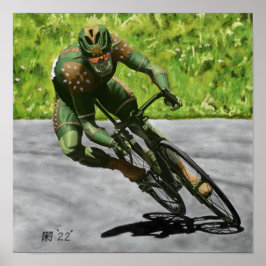 Orc Cyclist Bike Racing Fantasy Kunst, Dichtung un Poster