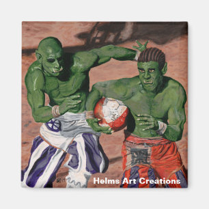 Orc Gladiator Football Fantasy Art Button Magnet