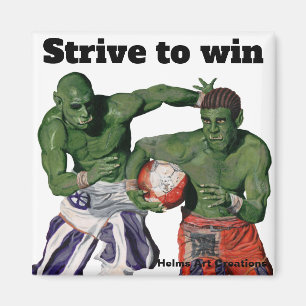 Orc Gladiator Football Sport Fantasy Button Magnet