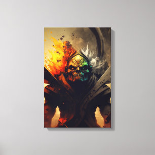 Orc Warlord Fantasy Leinwanddruck D&D Geschenk