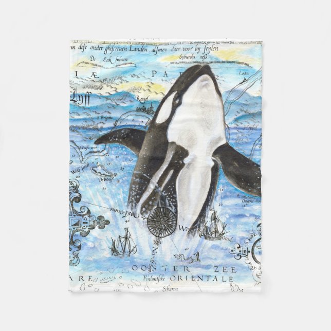 Orca - Antike Karte Fleecedecke (Vorderseite)