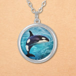 Orca Art Collection Versilberte Kette<br><div class="desc">Okafaden in rauer See Ölmalerei Design</div>