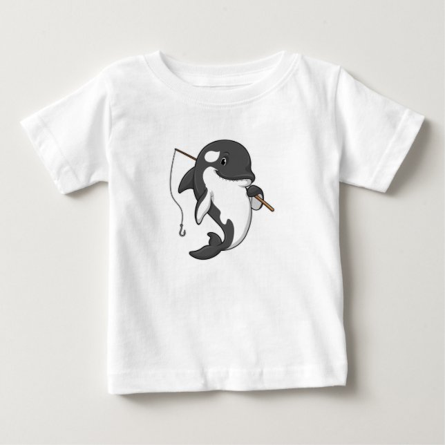Orca as Fisher mit Angelrute Baby T-shirt (Vorderseite)