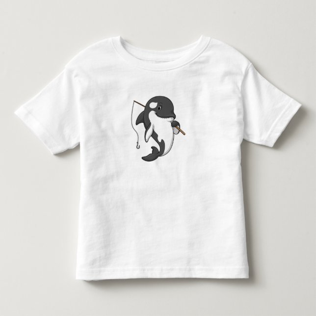 Orca as Fisher mit Angelrute Kleinkind T-shirt (Vorderseite)
