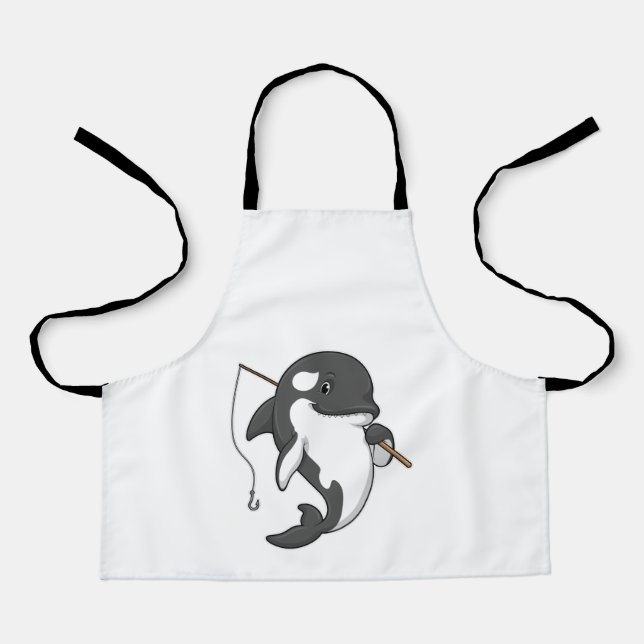 Orca as Fisher mit Angelrute Schürze (Vorderseite)