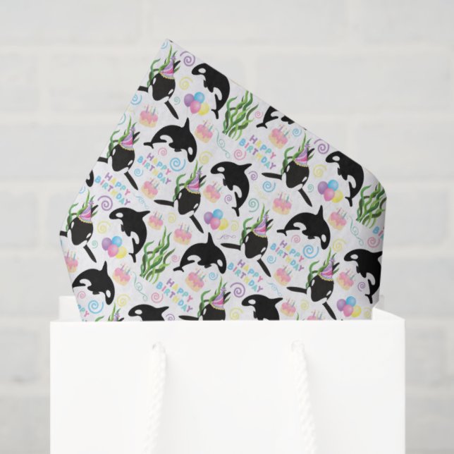 Orca Birthday Tissue Paper Seidenpapier (Geschenk Tasche)
