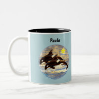 Orca brechen, Wale töten Wasserfarben/ Sonnenunter