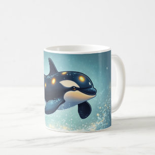 Orca-Cartoon-Stil lebendig Süße Farbenfülle Kaffeetasse