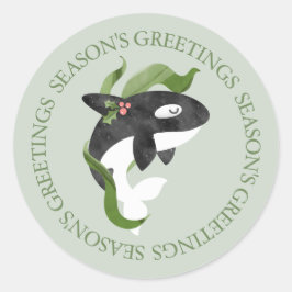 Orca Christmas Runder Aufkleber