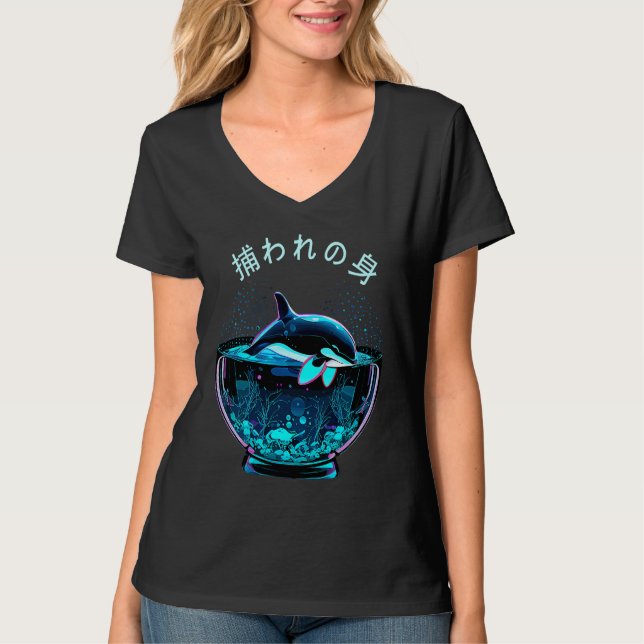 Orca End Captivity Free The Orcas Marine Protectio T-Shirt (Vorderseite)