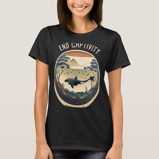 Orca End Captivity Free The Orcas Marine Protectio T-Shirt (Vorderseite)