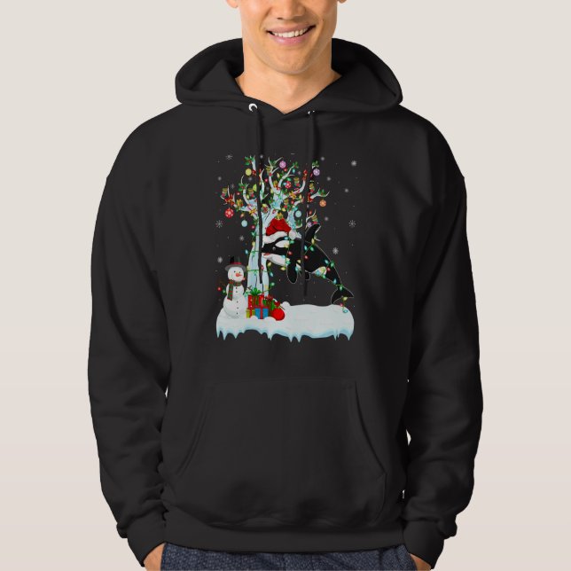 Orca Fish Xmas Tree Lighting Weihnachtsmannmütze O Hoodie (Vorderseite)