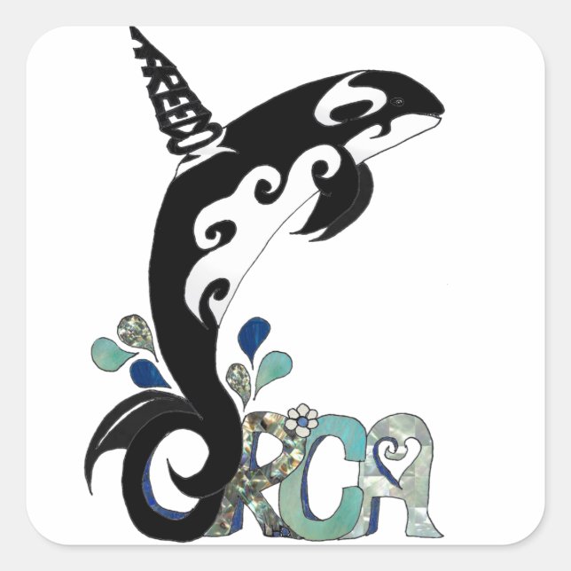 Orca Freedom Kunst Quadratischer Aufkleber (Vorderseite)