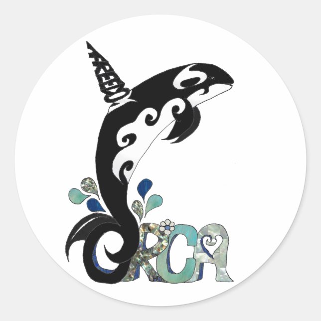 Orca Freedom Kunst Runder Aufkleber (Vorderseite)