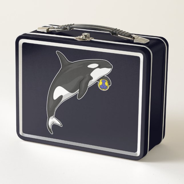 Orca Handball Spieler Handball Metall Brotdose (Vorderseite)