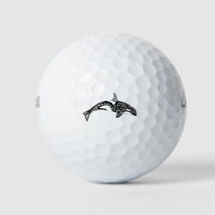 Orca - Handgezogen - Schwarz und Weiß Golfball