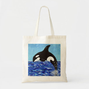 Orca im blauen Gemälde Tragetasche