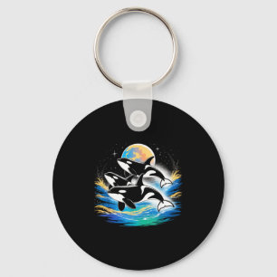 Orca im Weltraum, Planeten, Sterne, Wandliebhaber  Schlüsselanhänger