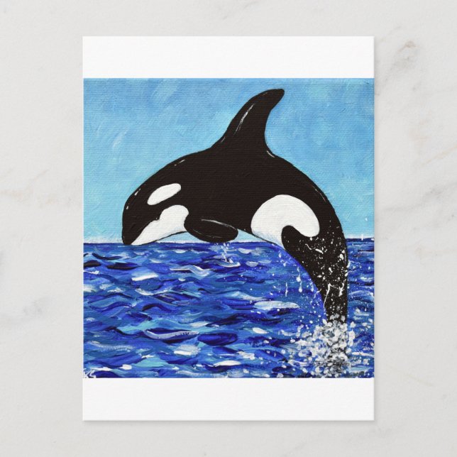 Orca in der blauen Malerei Postkarte (Vorderseite)