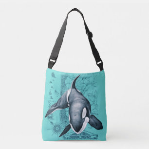 Orca-Karte aquamarin Tragetaschen Mit Langen Trägern