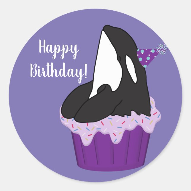 Orca Killer Whale Birthday Classic Runder Aufkleber (Vorderseite)