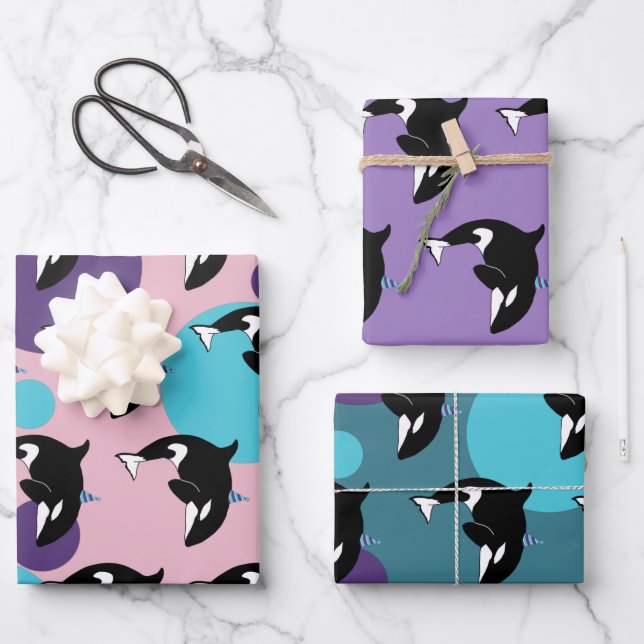 Orca Killer Whale Birthday Geschenkpapier Set (Vorderseite)
