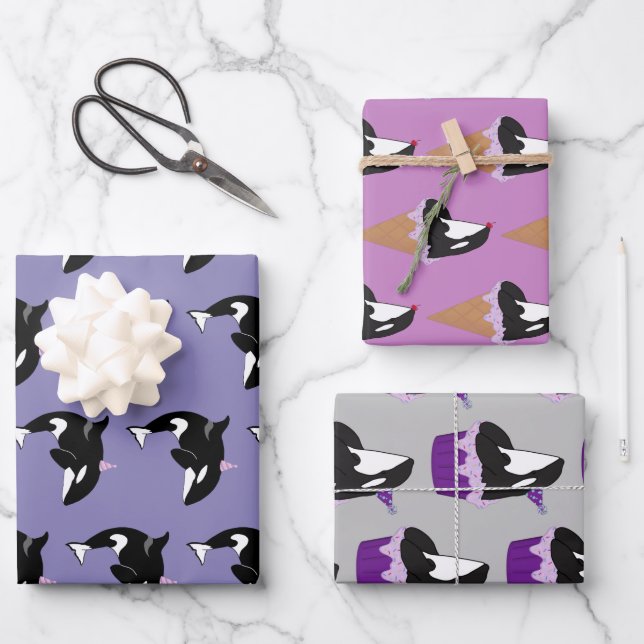 Orca Killer Whale Birthday Geschenkpapier Set (Vorderseite)