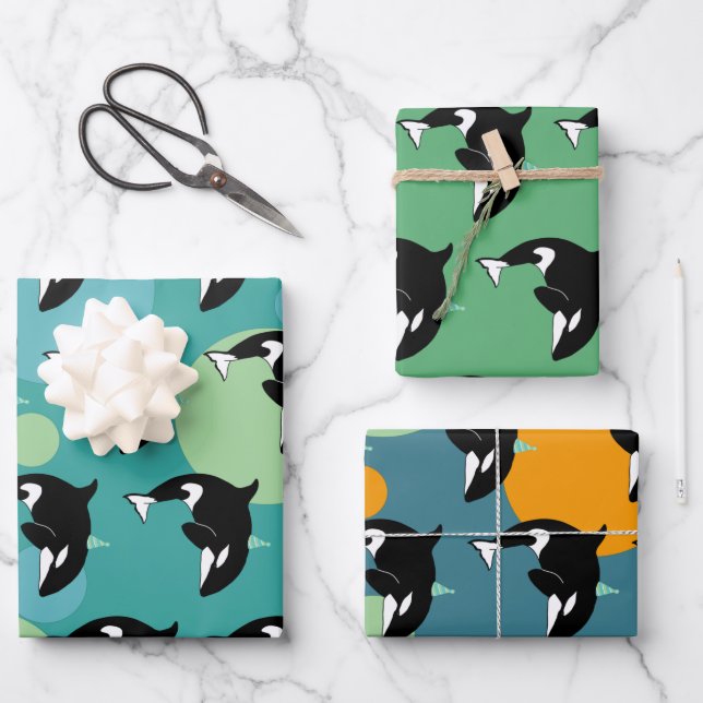 Orca Killer Whale Birthday Geschenkpapier Set (Vorderseite)