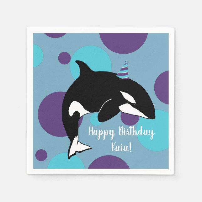 Orca Killer Whale Birthday Serviette (Vorderseite)