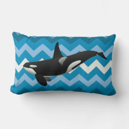 Orca Killer Whale Blue Chevron Jeu Oreiller