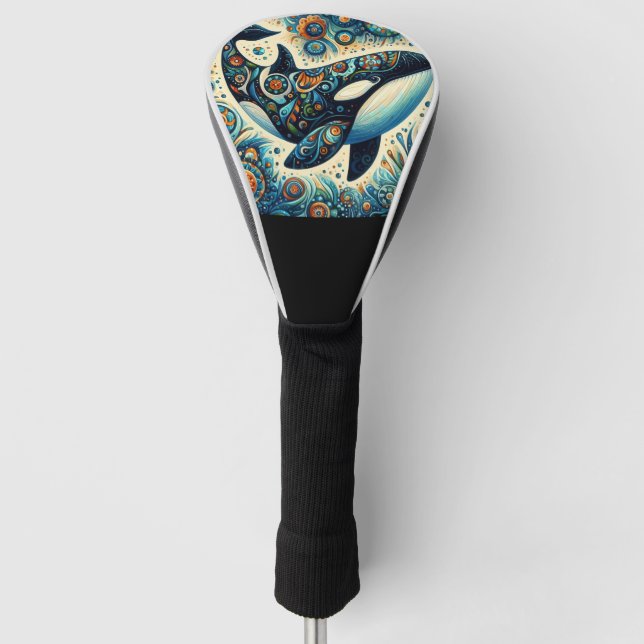 Orca Killer Whale Floral Whimsical Nautical Beach Golf Headcover (Vorderseite)