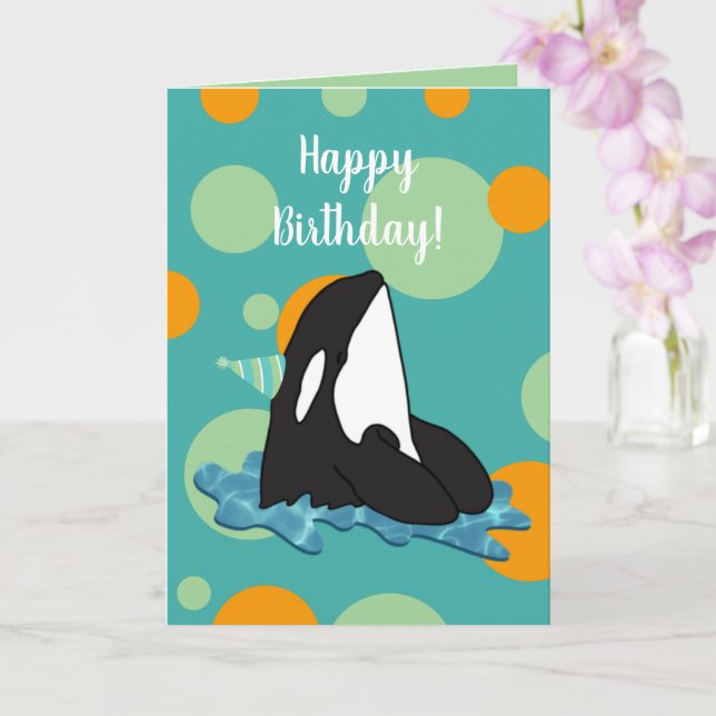 Orca Killer Whale Geburtstag individuell einstellb Karte (Orchidee)