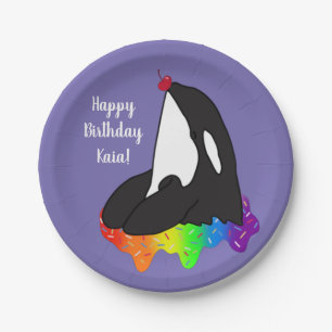 Orca Killer Whale Geburtstag individuell einstellb Pappteller