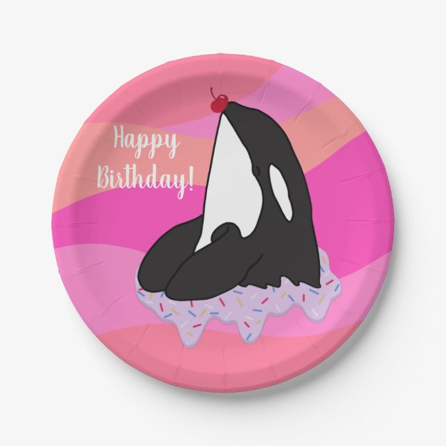 Orca Killer Whale Geburtstag individuell einstellb Pappteller (Vorderseite)