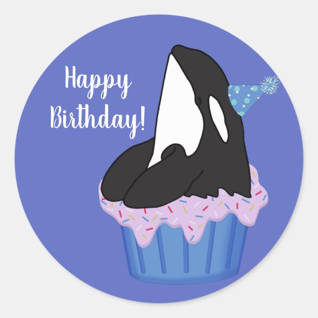 Orca Killer Whale Geburtstag individuell einstellb Runder Aufkleber (Vorderseite)