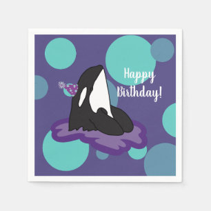 Orca Killer Whale Geburtstag individuell einstellb Serviette