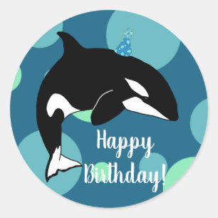 Orca Killer Whale Geburtstag Runder Aufkleber