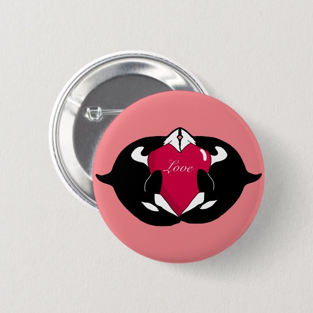 Orca Killer Whale Liebe Button (Vorne & Hinten)