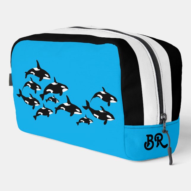 Orca Killer Whale Monogram Waschbeutel (Rechte Ecke)