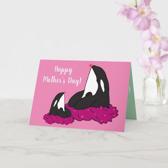 Orca Killer Whale Mothers Day Karte (Orchidee)