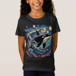 Orca Killer Whale Starry Night Colorful Ocean Art T-Shirt