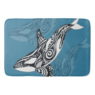 Orca Killer Whale Tlingit Indigo Blue Tinte Badematte