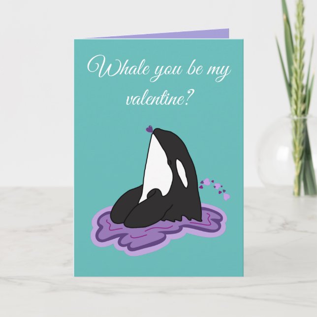 Orca Killer Whale Valentinstag Feiertagskarte (Vorderseite)
