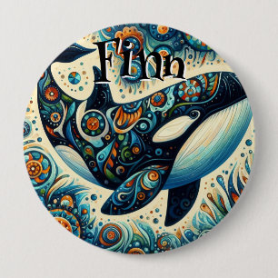 Orca Killer Whale Whimsical Nautical Personalisier Button