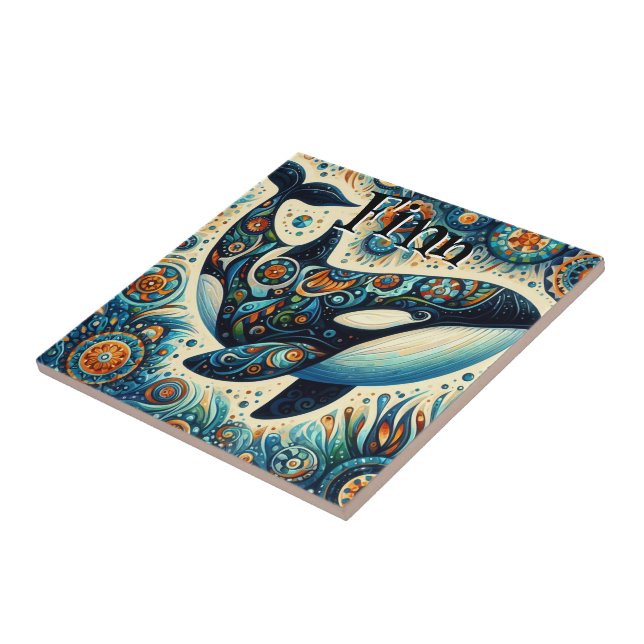 Orca Killer Whale Whimsical Nautical Personalisier Fliese (Seite)