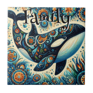 Orca Killer Whale Whimsical Nautical Personalisier Fliese